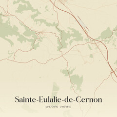 Obraz premium Vintage map of Sainte-Eulalie-de-Cernon, France.