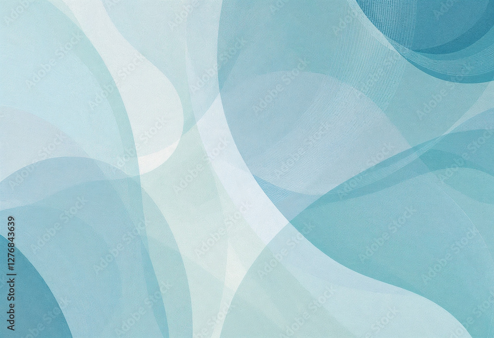 Poster soft blue abstract background with fluid curves and transparent waves creating a calming, modern des