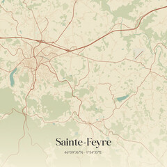 Fototapeta premium Vintage map of Sainte-Feyre, France.