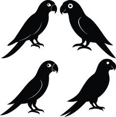 Parrot Silhouette Vector Icon Set Ideal for Branding & Nature Art