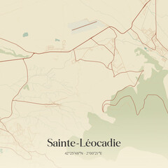 Obraz premium Vintage map of Sainte-Léocadie, France.