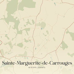 Fototapeta premium Vintage map of Sainte-Marguerite-de-Carrouges, France.