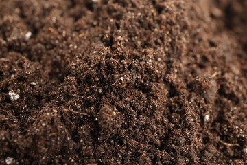 Texture of fresh soil as background, closeup
