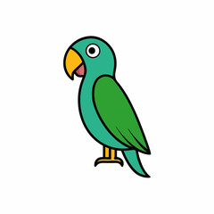 Elegant Parrot Bird Icon White Background Vector.