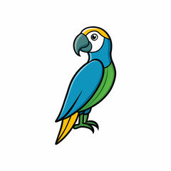 Elegant Parrot Bird Icon White Background Vector.