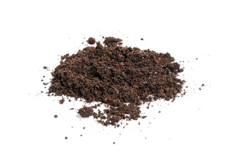 Pile of fresh soil isolated on white