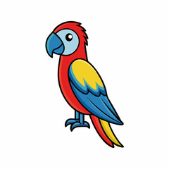 Elegant Parrot Bird Icon White Background Vector.