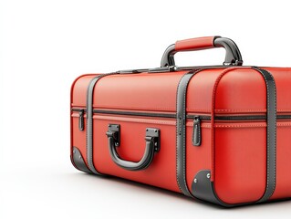 Vintage Red Suitcase on White: Travel Luggage, Retro Style, Classic Design, Perfect for Vacation and Adventure Planning, a Stylish Accessory