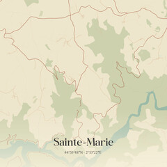 Obraz premium Vintage map of Sainte-Marie, France.
