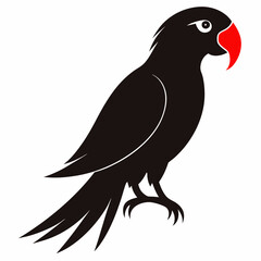Parrot Bird Silhouette Vector Icon White Background.