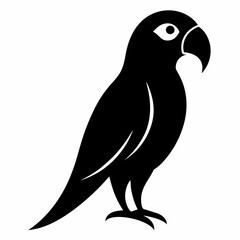 Parrot Bird Silhouette Vector Icon White Background.