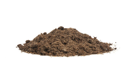 Pile of fresh soil isolated on white