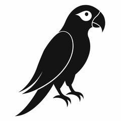 Parrot Bird Silhouette Vector Icon White Background.