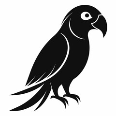 Parrot Bird Silhouette Vector Icon White Background.