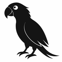 Parrot Bird Silhouette Vector Icon White Background.