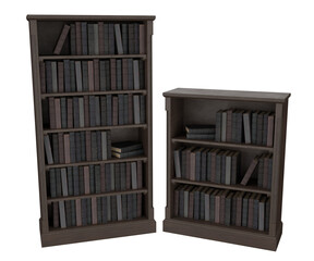 3d rendering wooden bookcases with books
