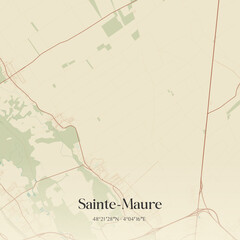Naklejka premium Vintage map of Sainte-Maure, France.
