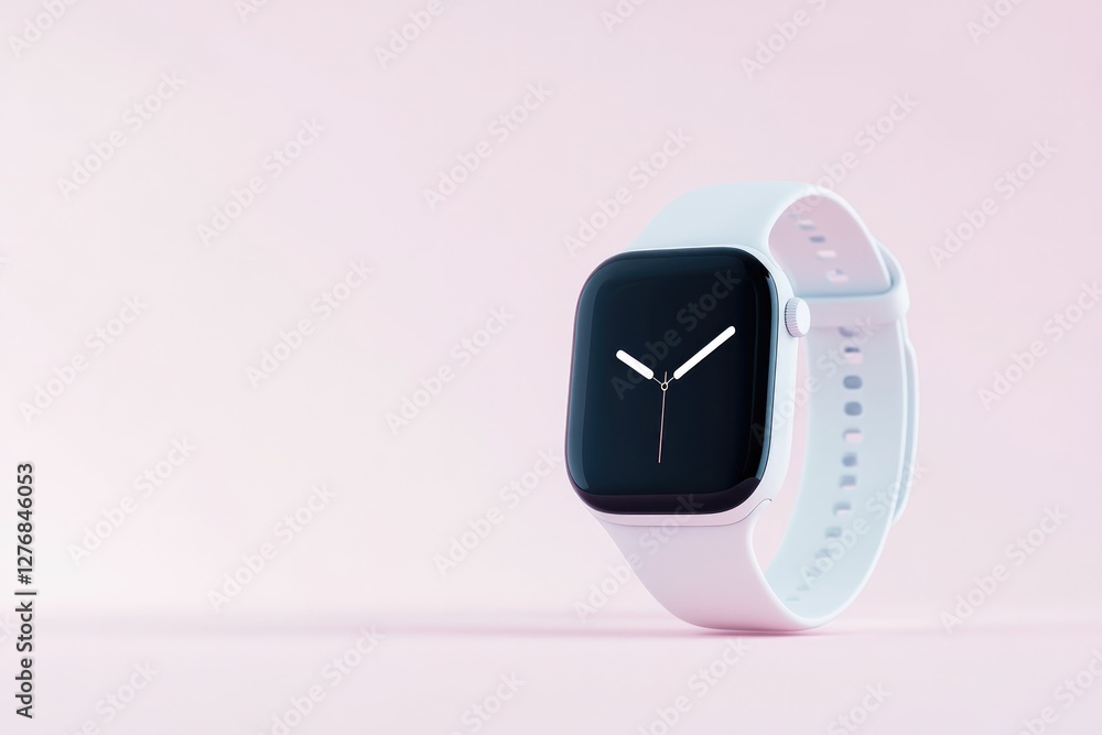 Poster minimalistic stock photo of smartwatch with sleek curved screen displaying health tracking data
