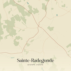 Fototapeta premium Vintage map of Sainte-Radegonde, France.