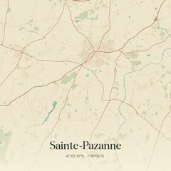 Fototapeta premium Vintage map of Sainte-Pazanne, France.