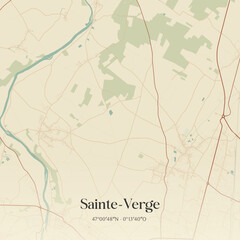 Fototapeta premium Vintage map of Sainte-Verge, France.