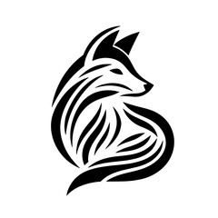 Obraz premium Stylized fox illustration with flowing lines in black and white
