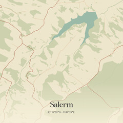 Obraz premium Vintage map of Salerm, France.