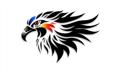 Fototapeta premium Vulture head silhouette, black and white tribal style animal illustration, vector graphic vulture.