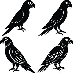 Stylized Parrot Bird Vector Icon Set for Digital & Print Projects