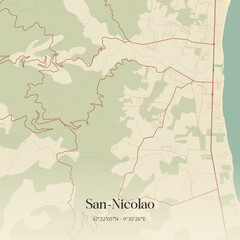 Obraz premium Vintage map of San-Nicolao, France.