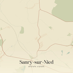Obraz premium Vintage map of Sanry-sur-Nied, France.