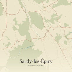 Obraz premium Vintage map of Sardy-lès-Épiry, France.