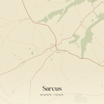 Vintage map of Sarcus, France.