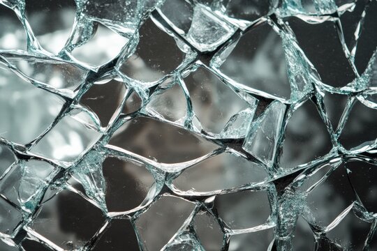 Close up of jagged edges of a shattered aquarium panel. Generative AI - Powered by Adobe