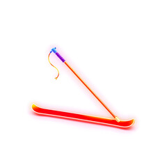 ski pole holographic 3D icon. neon symbol vector illustration isolated on white background. Generative AI