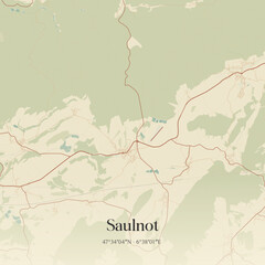 Obraz premium Vintage map of Saulnot, France.
