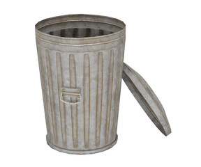 3d rendering metal trash can