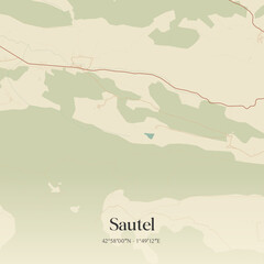 Obraz premium Vintage map of Sautel, France.
