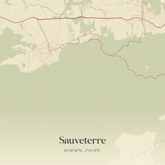 Obraz premium Vintage map of Sauveterre, France.