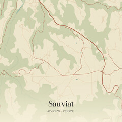 Obraz premium Vintage map of Sauviat, France.