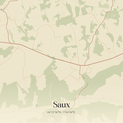 Obraz premium Vintage map of Saux, France.