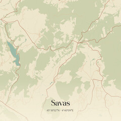 Obraz premium Vintage map of Savas, France.