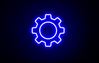 Neon gear setting icon on black background 
