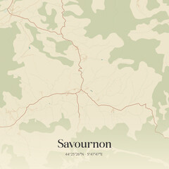 Obraz premium Vintage map of Savournon, France.