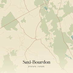 Obraz premium Vintage map of Saxi-Bourdon, France.