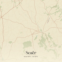 Obraz premium Vintage map of Scaër, France.