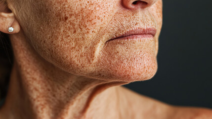 Obraz premium Portrait showcasing the intricate details of mature skin, emphasizing age, texture, and natural beauty