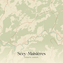 Obraz premium Vintage map of Scey-Maisières, France.
