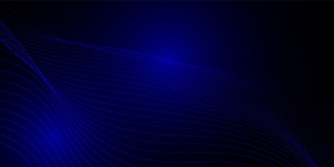 Dark abstract background with glowing wave. Shiny moving lines design element. Modern