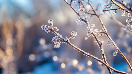 Minimalist Winter Scene with Snow and Frosty Air &ndash; Copy Space Included